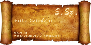 Seitz Szirén névjegykártya